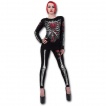 Legging noir gothique à squelette et roses rouges grimpantes