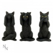 Lot de 3 figurines chats noirs de la sagesse