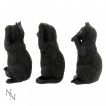 Lot de 3 figurines chats noirs de la sagesse