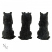 Lot de 3 figurines chats noirs de la sagesse