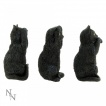 Lot de 3 figurines chats noirs de la sagesse
