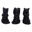 Lot de 3 figurines chattes noires de la sagesse (8,5 cm)