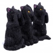 Lot de 3 figurines chattes noires de la sagesse (8,5 cm)