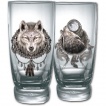 Lot de 2 verres transparents avec loup et attrape-rves amrindien