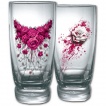 Lot de 2 verres transparents avec roses ensanglantes