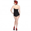 Maillot de bain femme goth-rock Banned noir et blanc  roses, barbels et ttes de mort