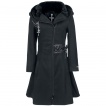 Manteau femme gothique noir à rubans lacés et broche TEARS - Alchemy Black