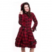 Manteau femme tartan noir et rouge  rubans - Poizen Industries