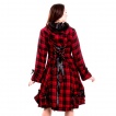 Manteau femme tartan noir et rouge  rubans - Poizen Industries