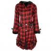Manteau femme tartan noir et rouge  rubans - Poizen Industries