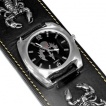 Montre gothique à bracelet cuir avec scorpion et cadran à crane de démon