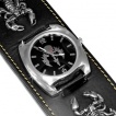 Montre gothique  bracelet cuir avec scorpion et cadran  crane de dmon