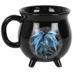 Mug en forme de chaudron à Dragon bleu Yule - Anne Stokes