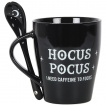 Mug noir Hocus Pocus avec sa cuillre