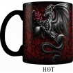 Mug thermo réactif à dragon tenant une rose