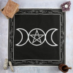 Nappe d'autel noire  triple lune et pentacle en coton (70x70cm)