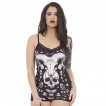Nuisette gothique Jawbreaker noire à imprimé blanc mystique et dentelle