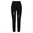 Pantalon leggings femme noir  croix latines ajoures - Banned