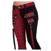 Pantalon punk-rock tartan rouge  zips et sangles - BANNED