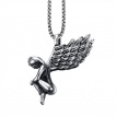 Pendentif acier ange femme  ailes dployes