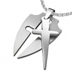 Pendentif acier bouclier avec épée insérée