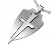 Pendentif acier bouclier avec épée insérée
