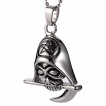Pendentif acier crane encapuché avec faux