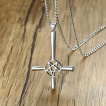 Pendentif acier croix de satan (inversée et pentacle)