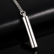 Pendentif acier cylindre creux dévissable (urne / pilulier) + chaine