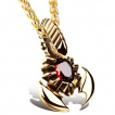 Pendentif acier dor scorpion  pierre rouge