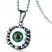 Pendentif acier inox à oeil vert