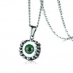 Pendentif acier inox à oeil vert