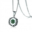 Pendentif acier inox  oeil vert