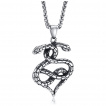 Pendentif acier serpents croiss en coeur