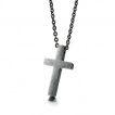 Pendentif croix effet bton en acier (+chaine)