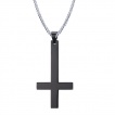 Pendentif croix noire renversée en acier (+chaine)