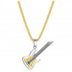 Pendentif homme acier Guitare flamming doré