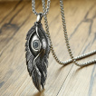 Pendentif homme acier plume à oeil mystique