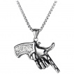 Pendentif homme rvolver main en acier