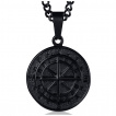 Pendentif homme style boussole ancienne en acier noir