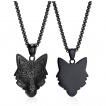 Pendentif homme viking loup de Fenrir noir en acier