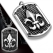 Pendentif inox petite plaque pointillée à fleur de lys