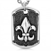 Pendentif inox petite plaque pointillée à fleur de lys
