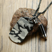 Pendentif plaque militaire acier camouflage avec balle creuse (+chaine)