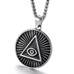 Pendentif rond à pyramide illuminati en acier