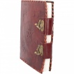 Grimoire / journal intime à pentagramme en cuir et papier ancien - (vierge) - (25cm x 19cm)