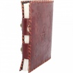 Grimoire / journal intime à pentagramme en cuir et papier ancien - (vierge) - (25cm x 19cm)