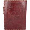 Grimoire / journal intime à pentagramme en cuir et papier ancien - (vierge) - (25cm x 19cm)