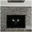 Petit paillasson à chat noir aux yeux verts (35x50cm)