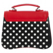 Petit sac  main rouge et noir  pois blancs  bouton fleuri - Banned